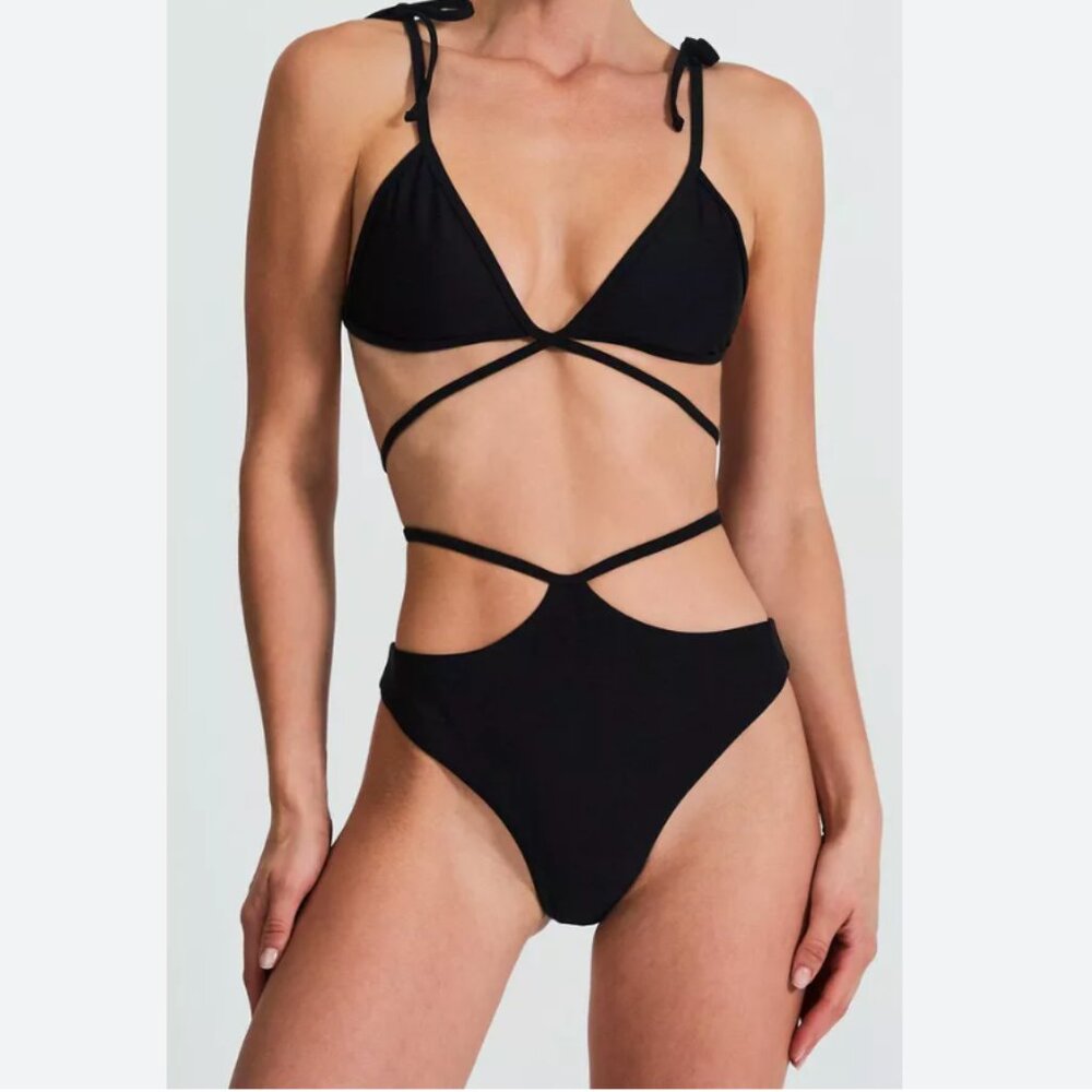 Devon Windsor Suki Top + Sky Bottom Black Bikini